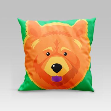 Imagem de Capa De Almofada Estampada Pet Dog Em Veludo Suede 45cm X 45cm - Decoração Raças Cachorros Cor Chowchow