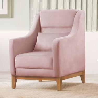 Imagem de Poltrona Encosto Alto Veludo áquila 71x101cm Rosa