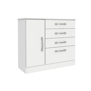 Imagem de Cômoda Solteiro Chicago C- 1 Porta E 4 Gavetas Branco-neve - Tcil Móveis