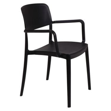 Imagem de Cadeira Tramontina Marta Em Polipropileno Preta Com Braços Tramontina