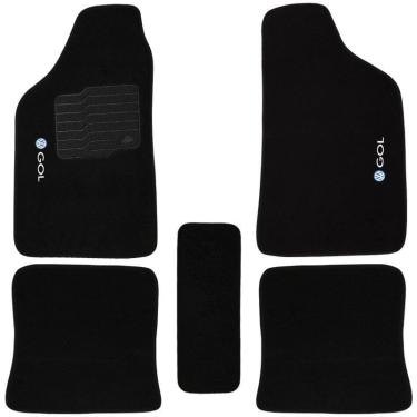 Imagem de Jogo de Tapete Automotivo Carpete Gol G5 2009 à 2012 Soft Logo Bordado Preto 5 Peças