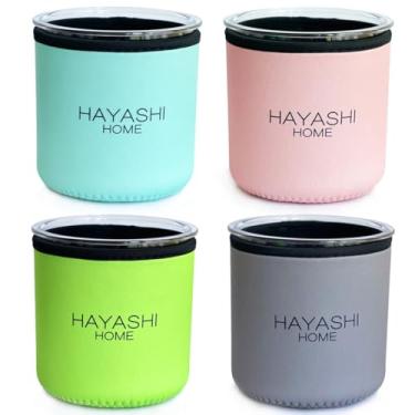 Imagem de HAYASHI home Pacote Com 4 Capas De Neoprene Para Sorvete 16 Oz Compatíveis Recipientes Ninja Creami Pints Nc299, Nc300, Nc301 -