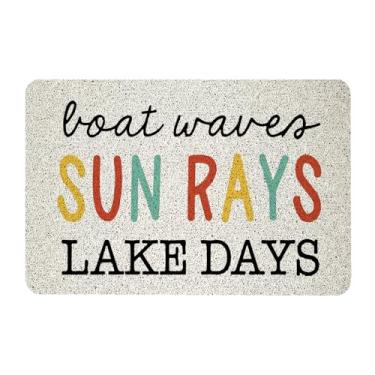Imagem de Lacosu Capacho Com Ondas De Barco Verão E Raios Sol, 43 Cm X 76 Cm, Tapete Decorativo Boas-Vindas Para Entrada Pátio Interno Externo, Decoração Frontal Lago, Presentes Mulheres, Nylon