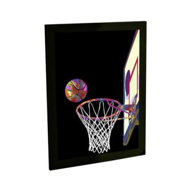 Imagem de Quadro Decorativo Basquete Cesta Bandeja Ilustração Dark Decoração Poster Quarto Sala