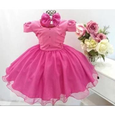 Imagem de Vestido Infantil Pink Daminha Festa Luxo E Tiara - Pingo De Gente Baby