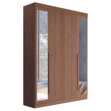 Imagem de Guarda Roupa Casal Com Espelho 4 Portas Elvas Jatobá - CASA H