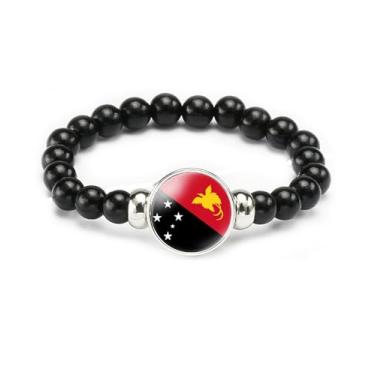 Imagem de vmcoatdu Pulseira de bandeira nacional com contas de corda elástica apoia seu país viagem lembrança presentes para homens e mulheres, One size, Liga metálica, Vidro