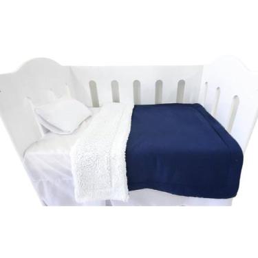 Imagem de Cobertor Sherpa de Bebê - Talismã, Azul Marinho