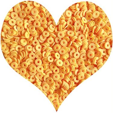 Imagem de Miçangas de argila redondas planas de vinil com contas de polímero de vinil Heishi contas planas redondas de polímero contas planas redondas de argila para fazer joias colar pulseira (09-amarelo)