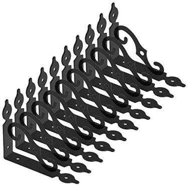 Imagem de Luomorgo 10 peças de suportes decorativos para prateleira, suporte de prateleira flutuante em forma de L, suporte de canto de metal resistente, suporte de ângulo reto, 14 cm, preto