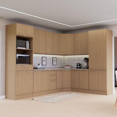 Imagem de Cozinha Completa 6 Pçs Espaço Micro-ondas, Ilha, Tampo 347cm Freijó/freijó Brasil