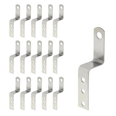 Imagem de Geesatis Suporte de canto em forma de Z de ângulo direito de 15 peças com parafusos de montagem para prateleira de móveis, ferro de 8,9 cm x 1,3 cm