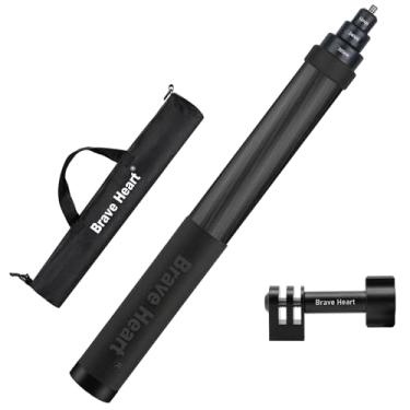 Imagem de (Sistema de bloqueio de rotação) Bastão de selfie de fibra de carbono de 36 cm a 3 m para insta360 Insta 360 x4 x3 x2 x um RS R e Gopro Hero 13 12 11 10 9 MAX e acessórios DJI OSMO (café)..