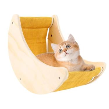 Imagem de Cama para gatos com janela para gatos, com ventosa, poleiro de janela para gatos grandes, rede para gatos com prateleiras de lua para janela, cama de gato de madeira maciça montada na parede para