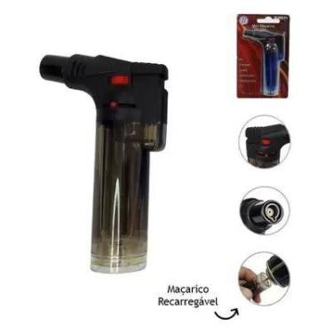 Imagem de Mini Maçarico Portátil Recarregável Acrílico com Travamento de Chamas 