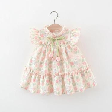 Imagem de Vestido de Princesa Infantil para Verão com Flores e Luvas - Modelo De