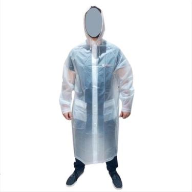Imagem de Capa De Chuva Capuz Com Bolsos Transparente Reforçado Pvc g plus size 