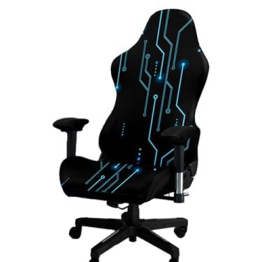 Imagem de Kitegrese Capa para cadeira de jogos impressa, capa de cadeira de jogo extensível à prova de arranhões com capa de braços (K)