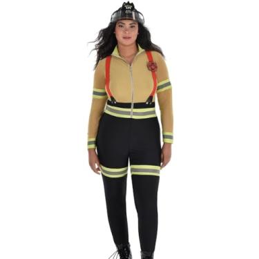 Imagem de Amscan Women's Multicolor Firefighter Costume Set, Plus XXL Size (18-20) - Comfortable Fit, Ideal for Halloween, Cosplay, Themed Events & More
