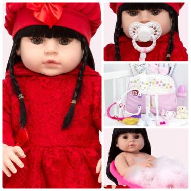 Imagem de Bebe Reborn Menina Morena Corpo Vinil Siliconado + 24 Itens - Cegonha 