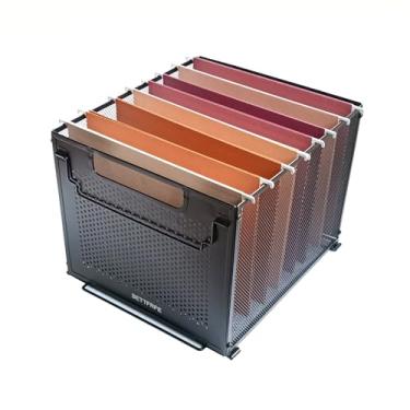 Imagem de SETTFRFE Organizador de pastas de arquivos suspensas tamanho carta, caixa de arquivo de metal para arquivo, armazenamento e organização de escritório, preto