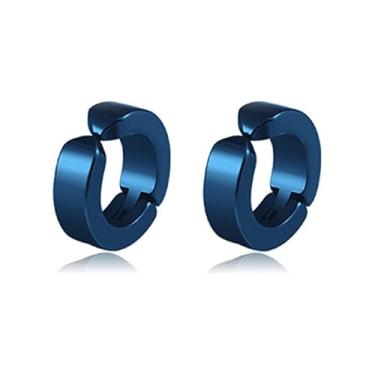 Imagem de 2 peças de aço inoxidável masculino de pressão brincos de argola de pressão hipoalergênicos não perfurados, Aço inoxidável, Sem Pedra Preciosa