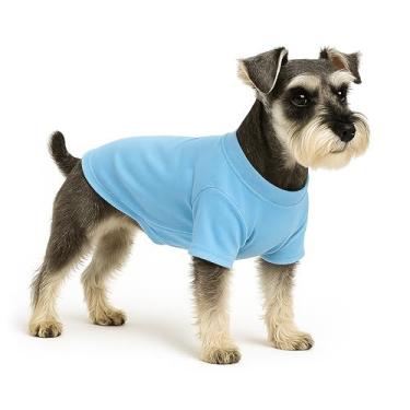 Imagem de Lovelonglong Roupas para animais de estimação, camisetas básicas em branco para cães pequenos, azul claro, M