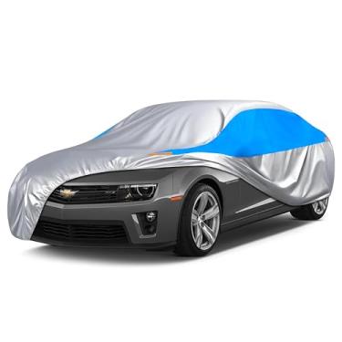 Imagem de MORNYRAY Capa de carro à prova d'água para todos os climas, à prova de neve, proteção UV, à prova de vento, ao ar livre, capa completa para carro, ajuste universal para Sedan (prateado, comprimento A1