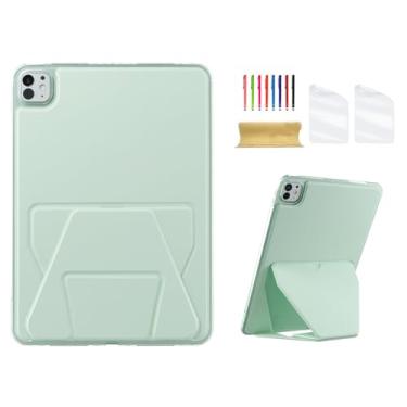 Imagem de Dteck Capa traseira para iPad Pro de 11 polegadas (M4) versão 2024 para tablet com suporte dobrável, com 2 películas protetoras de tela e 1 caneta, capa protetora ultrafina e leve de couro PU TPU