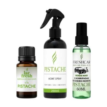 Imagem de Kit Pistache Perfume Carro + Essência 10ml + Home Spray 200ml Lar Fres