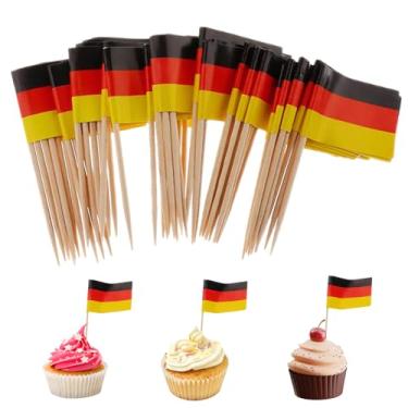 Imagem de Palitos de dente, 100 peças, mini bandeiras da Alemanha em palitos de alimentos, palito de dente, topos de cupcake, mini palito de coquetel, decoração de bandeira para bar de festa do dia da