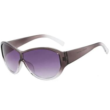 Imagem de JRLLFD Óculos de sol punk grandes femininos, peça única, masculino, esportivo, clássico, à prova de vento, UV400 (cinza, gradiente)