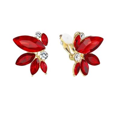 Imagem de Crysdue Brincos de pressão para mulheres, bijuteria de cristal brilhante marquise strass para festa de formatura de casamento, Zinco, Cristal