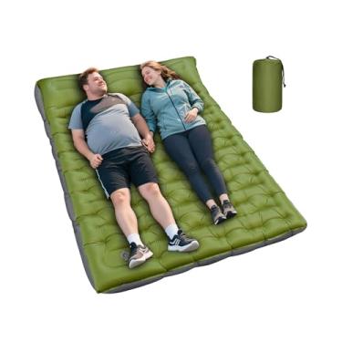 Imagem de Almofada de dormir dupla, almofada de dormir extra grossa de 15 cm para acampar 2 pessoas com almofada e bomba de pé embutida, tapete de acampamento ultraleve compacto inflável para mochilão