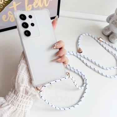 Imagem de Capa para Galaxy S24+, cordão transversal, cabo magnético fosco para carregamento sem fio (para Galaxy S24+/branco)