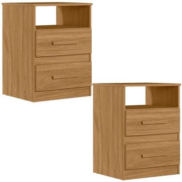 Imagem de Kit 2 Mesas De Cabeceira Apolo 2 Gavetas 46 Cm Freijo Moval Freijo
