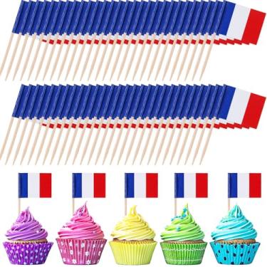 Imagem de Meanplan 1000 Pçs Bandeira Francesa França Palito Bandeiras, Palhetas de Coquetel Pequeno Bastão França Cupcake Toppers Country Picks Decoração de Festa Celebração Cocktail Comida Aperitivos Bar