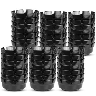Imagem de 42 cinzeiros de plástico preto para fumantes de cigarro, cinzeiro empilhável de mesa com 8 compartimentos de suporte, cinzeiros para uso ao ar livre, interior, casa, pátio, escritório, hotel, bar