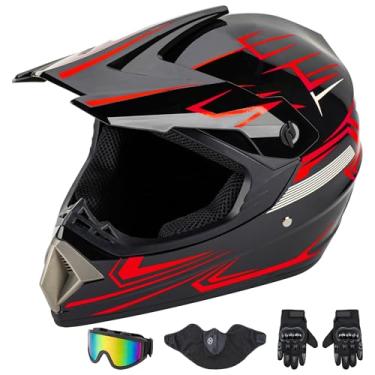 Imagem de CARTMAN Capacete de motocicleta preto e vermelho para adultos, capacete de motocicleta off-road e quadriciclo aprovado pelo DOT para adultos - médio
