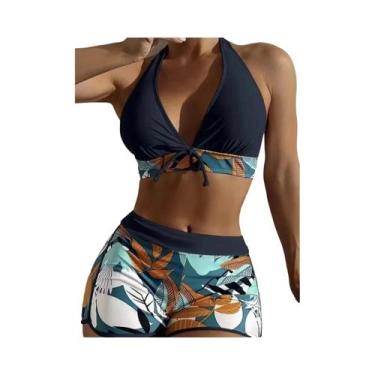Imagem de Biquíni Feminino Sexy Sem Costas Estampado De Duas Peças Com Alças No 