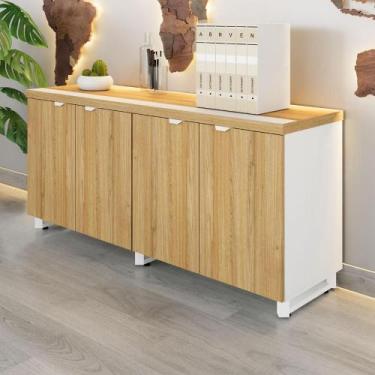 Imagem de Armário Baixo 1,58m Duplo 4 Portas Puxadores Metálicos F5 - F5 Office 