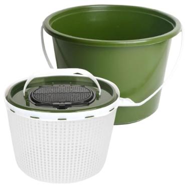 Imagem de simhoa Barril de caçamba de pesca de gelo portátil Bacia de lavagem de acampamento de armazenamento de peixes vivos para casa, ao ar livre, Rodada 10l