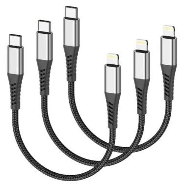 Imagem de Cabo USB C para Lightning Acevien, pacote curto de 15 cm com 3 unidade