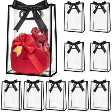 Imagem de Sacos de presente de plástico transparente Ohuimrt com alças, pacote c