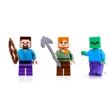 Imagem de Pacote combinado de brinquedo LEGO Minecraft Steve Alex Zombie 11 unid