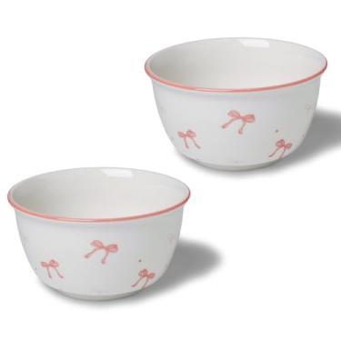 Imagem de HAOTOP Conjunto de 2 tigelas de cerâmica, pequenas e adoráveis, perfeitas para sobremesa, acompanhamentos, sorvete, frutas, arroz, micro-ondas e lava-louças, 11,7 cm, branco
