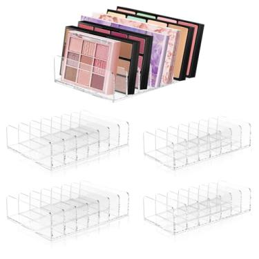 Imagem de QENWKXZ Pacote com 4 organizadores de maquiagem de paleta de sombra acrílica, 7 seções, armazenamento de cosméticos, expositor de cosméticos para bancadas de banheiro, guarda-roupa, prateleira, gaveta