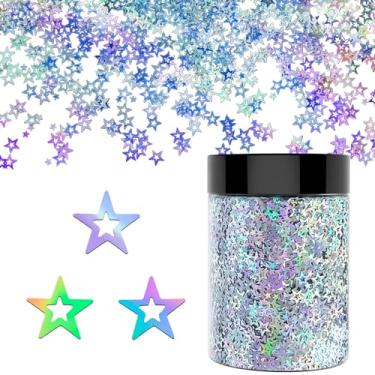 Imagem de 50 g Pentagrama oco de 6 mm】 Glitter holográfico grosso, glitter LightStone Sparkles, glitter a granel para artesanato, resina, pintura, arte de unhas, cabelo, copos, geleca, decoração de festivais