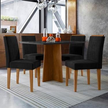Imagem de Mesa de Jantar 4 Lugares Anitta/Ana com Vidro Ype/Preto/Ja03 - New Ceval