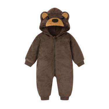 Imagem de Macacão unissex com capuz para bebês e meninas, Urso, 6-12 Meses